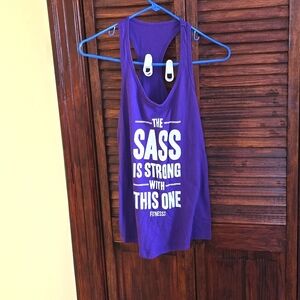 The sass is strong with this one small graphic tank top purple